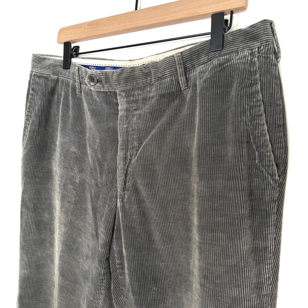 FEDELI Mens Corduroy Pants W: 32 Gray Pleated‎ Front Made in Italy $750 - Picture 2 of 7